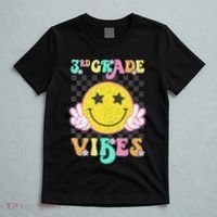 Girl 3rd Grade Vibes Smile Face Back To School Third Grade Gift T-Shirt thumb 5