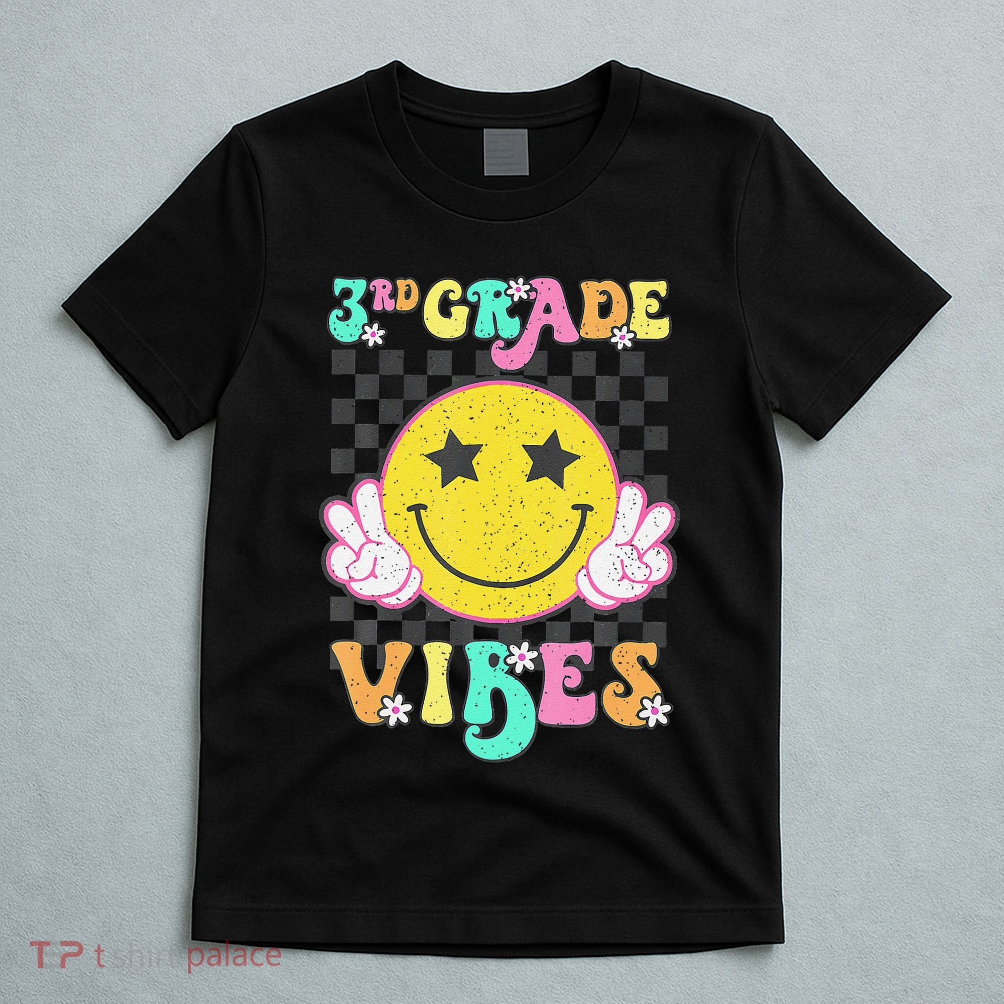 Girl 3rd Grade Vibes Smile Face Back To School Third Grade Gift T-Shirt