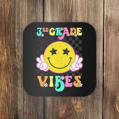 Girl 3rd Grade Vibes Smile Face Back To School Third Grade Gift Coaster