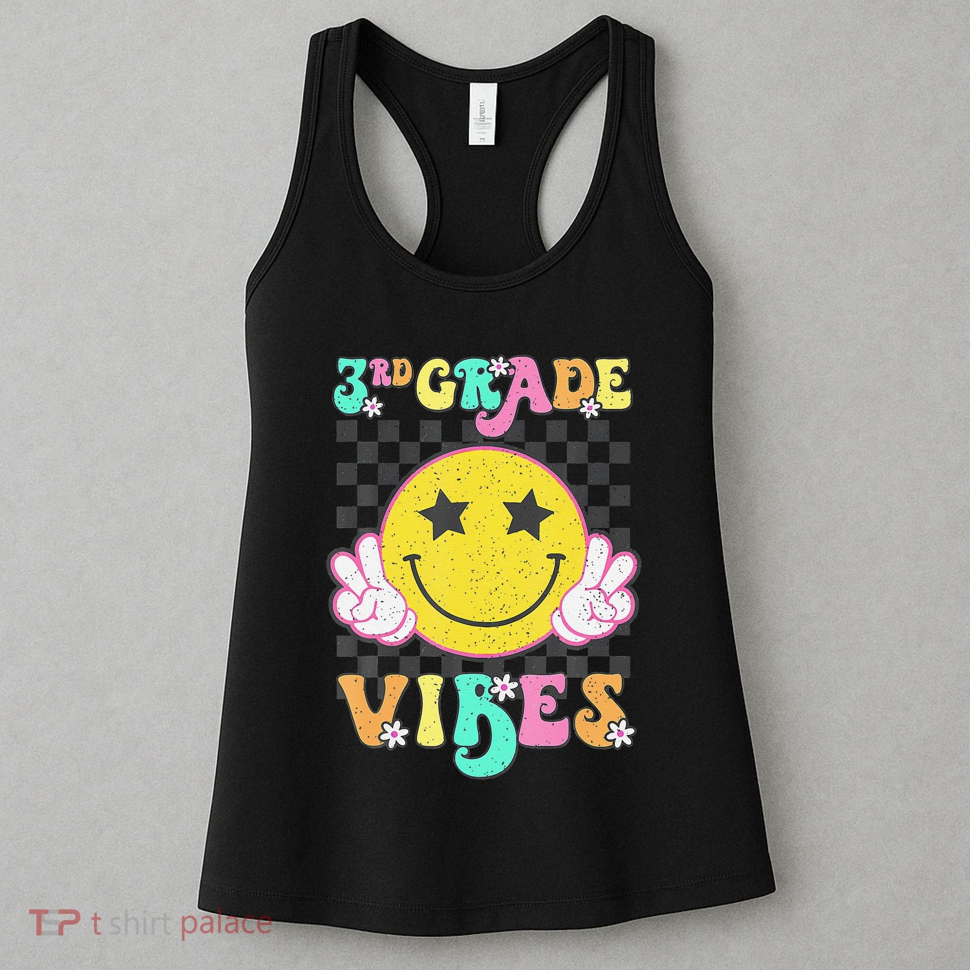 Girl 3rd Grade Vibes Smile Face Back To School Third Grade Gift Women's Tank Top