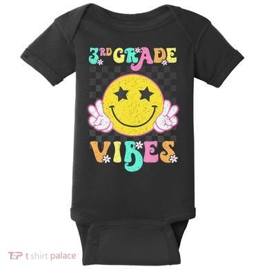 Girl 3rd Grade Vibes Smile Face Back To School Third Grade Gift Baby Bodysuit