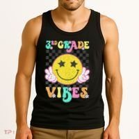 Girl 3rd Grade Vibes Smile Face Back To School Third Grade Gift Tank Top thumb 3