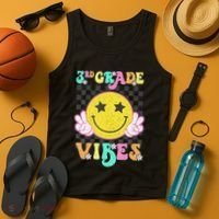 Girl 3rd Grade Vibes Smile Face Back To School Third Grade Gift Tank Top thumb 4