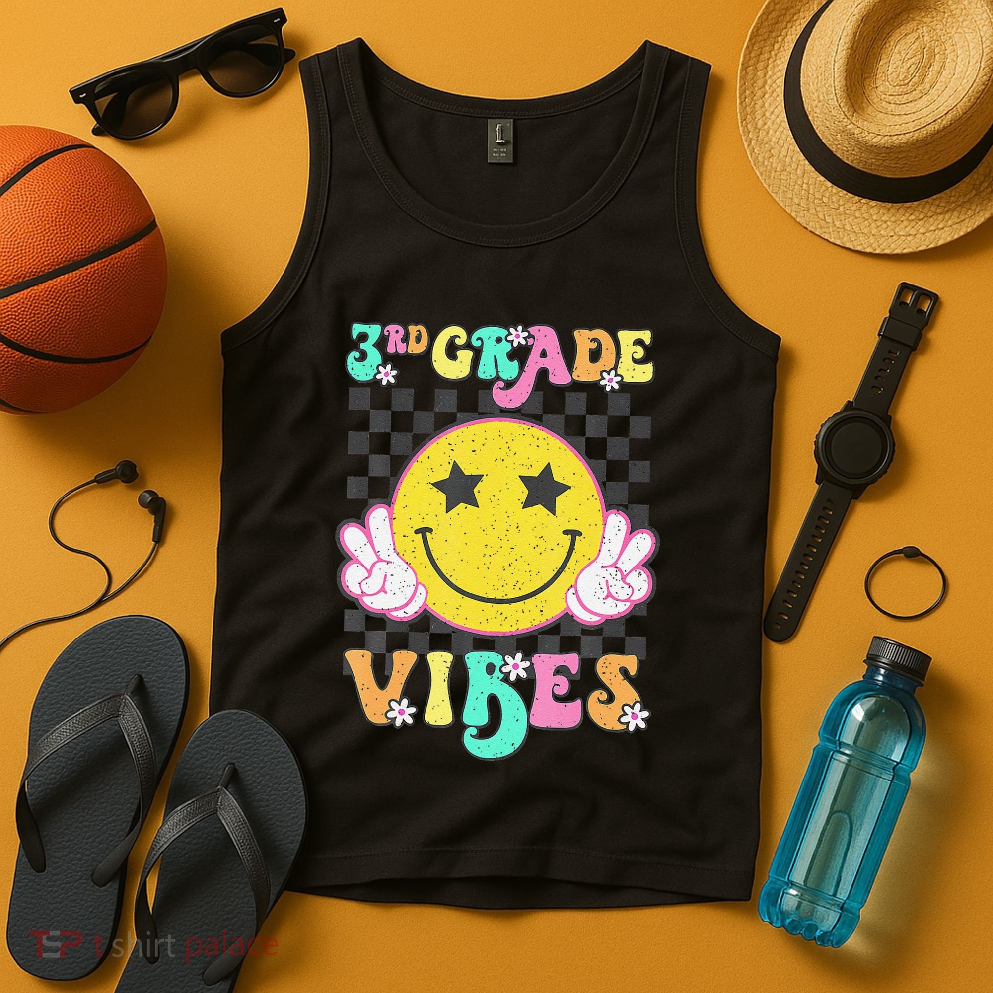 Girl 3rd Grade Vibes Smile Face Back To School Third Grade Gift Tank Top