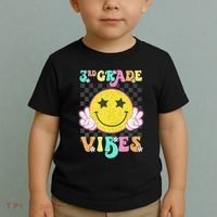Girl 3rd Grade Vibes Smile Face Back To School Third Grade Gift Toddler T-Shirt thumb 2