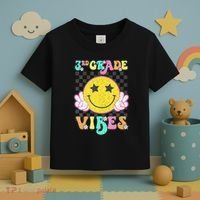 Girl 3rd Grade Vibes Smile Face Back To School Third Grade Gift Toddler T-Shirt thumb 3