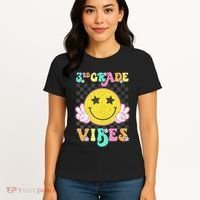 Girl 3rd Grade Vibes Smile Face Back To School Third Grade Gift Women's T-Shirt thumb 4