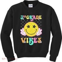 Girl 3rd Grade Vibes Smile Face Back To School Third Grade Gift Kids Sweatshirt thumb 0