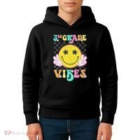 Girl 3rd Grade Vibes Smile Face Back To School Third Grade Gift Kids Hoodie thumb 4