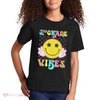 Girl 3rd Grade Vibes Smile Face Back To School Third Grade Gift Kids T-Shirt thumb 2