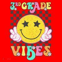 Girl 3rd Grade Vibes Smile Face Back To School Third Grade Gift Santa Hat thumb 1