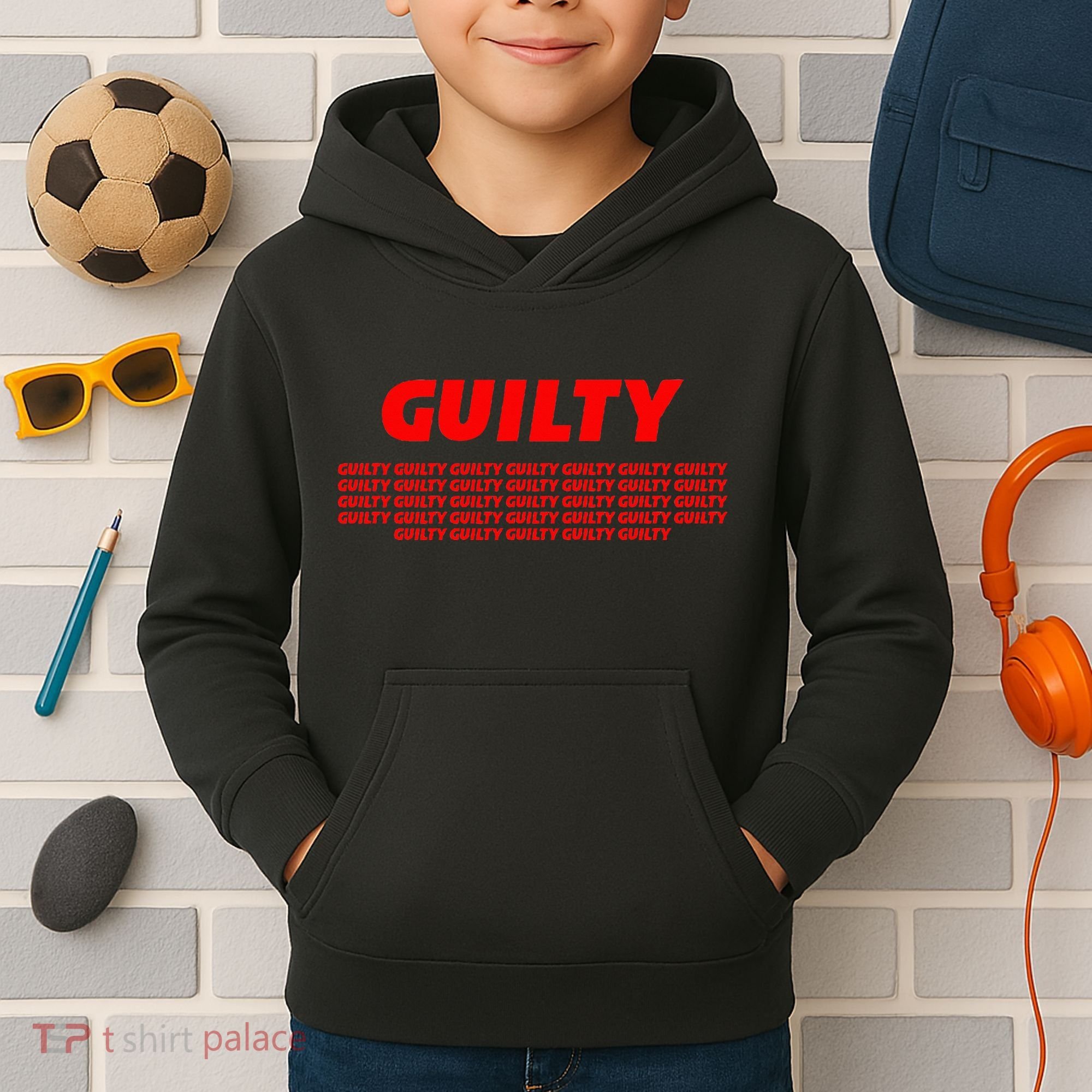 Guilty 34 Times With Red Letters Kids Hoodie
