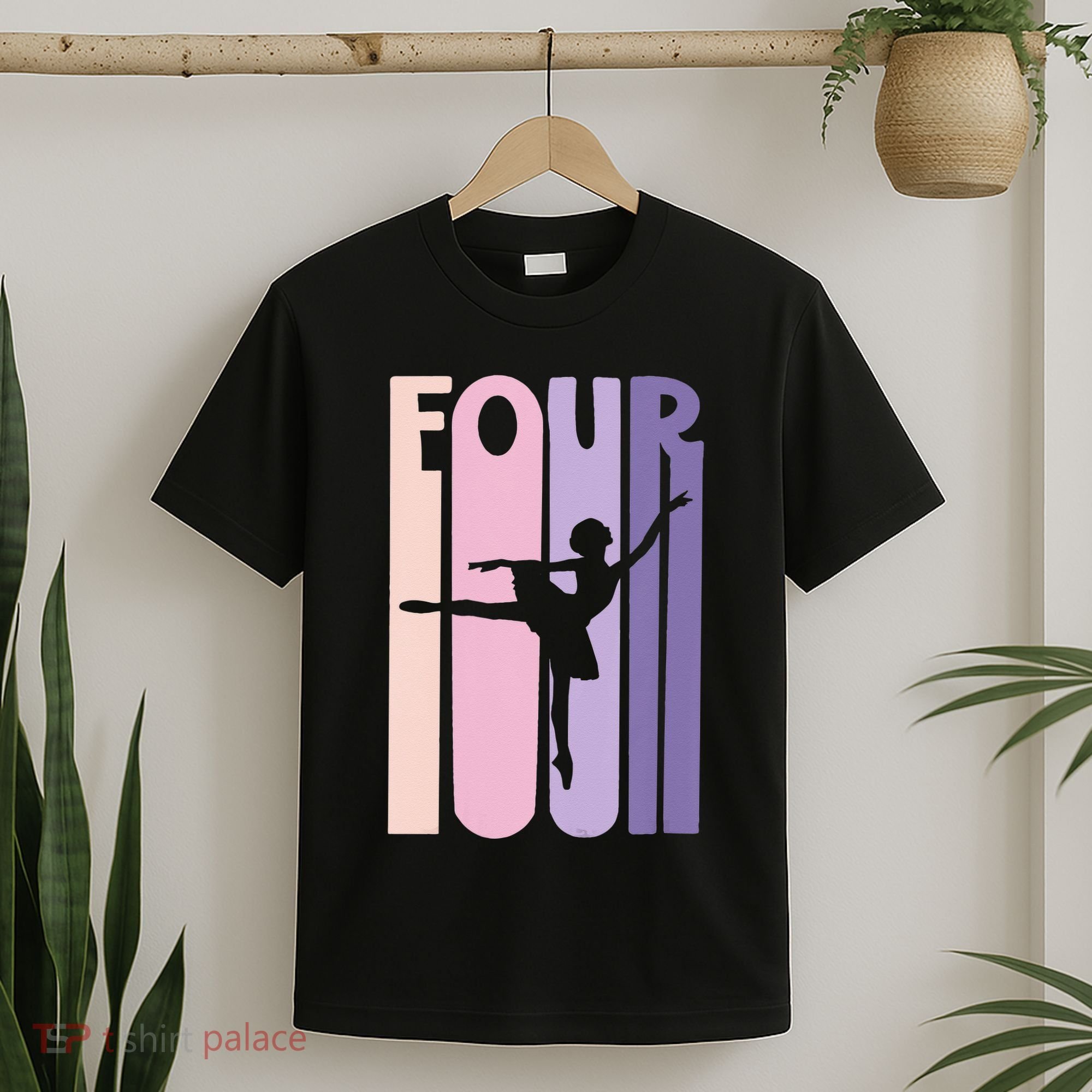 Girl 4th Birthday Gift Ballet Dancer 4 Years Old Ballerina Girl T-Shirt