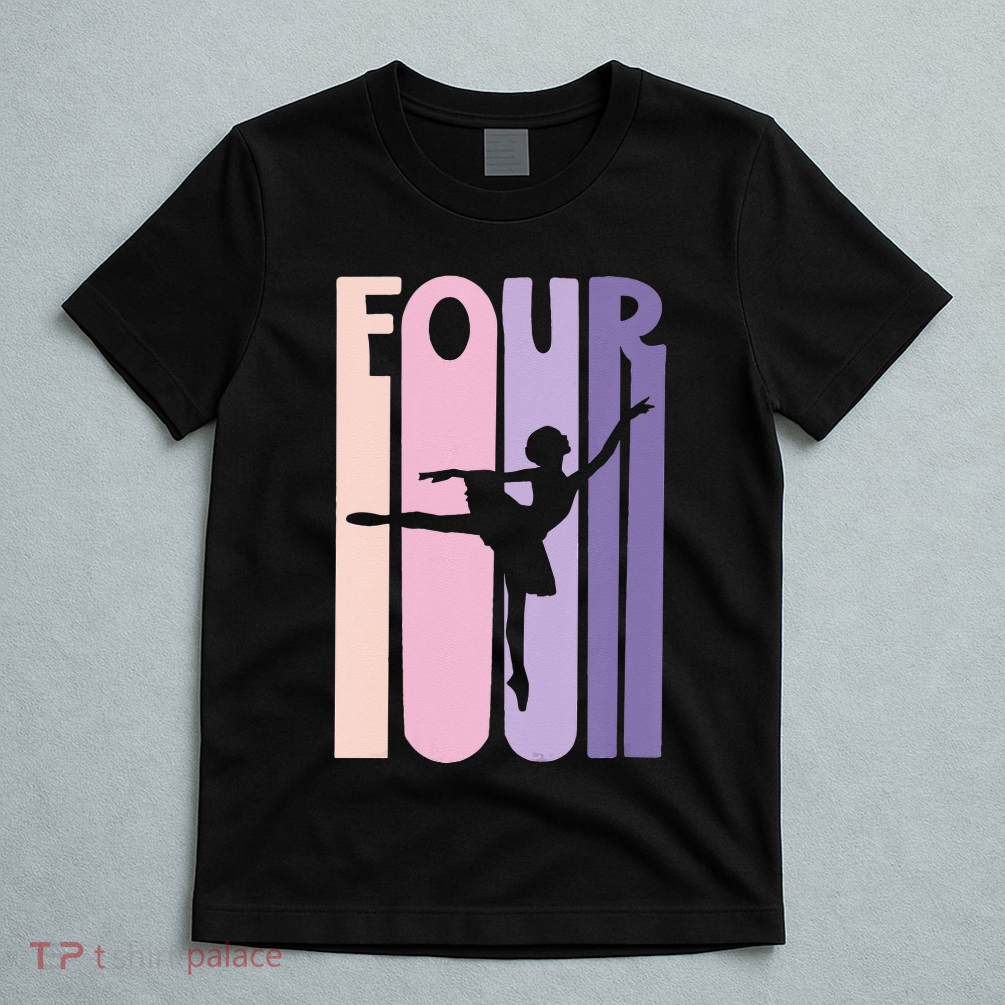 Girl 4th Birthday Gift Ballet Dancer 4 Years Old Ballerina Girl T-Shirt