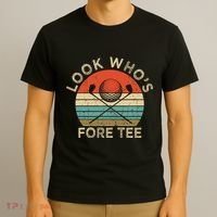 Golf 40th Birthday Pun Vintage Look Who’S Fore T-Shirt thumb 3
