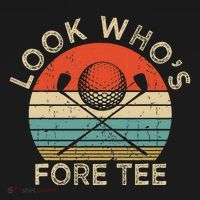 Golf 40th Birthday Pun Vintage Look Who’S Fore T-Shirt thumb 7