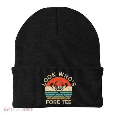 Golf 40th Birthday Pun Vintage Look Who’S Fore Beanie