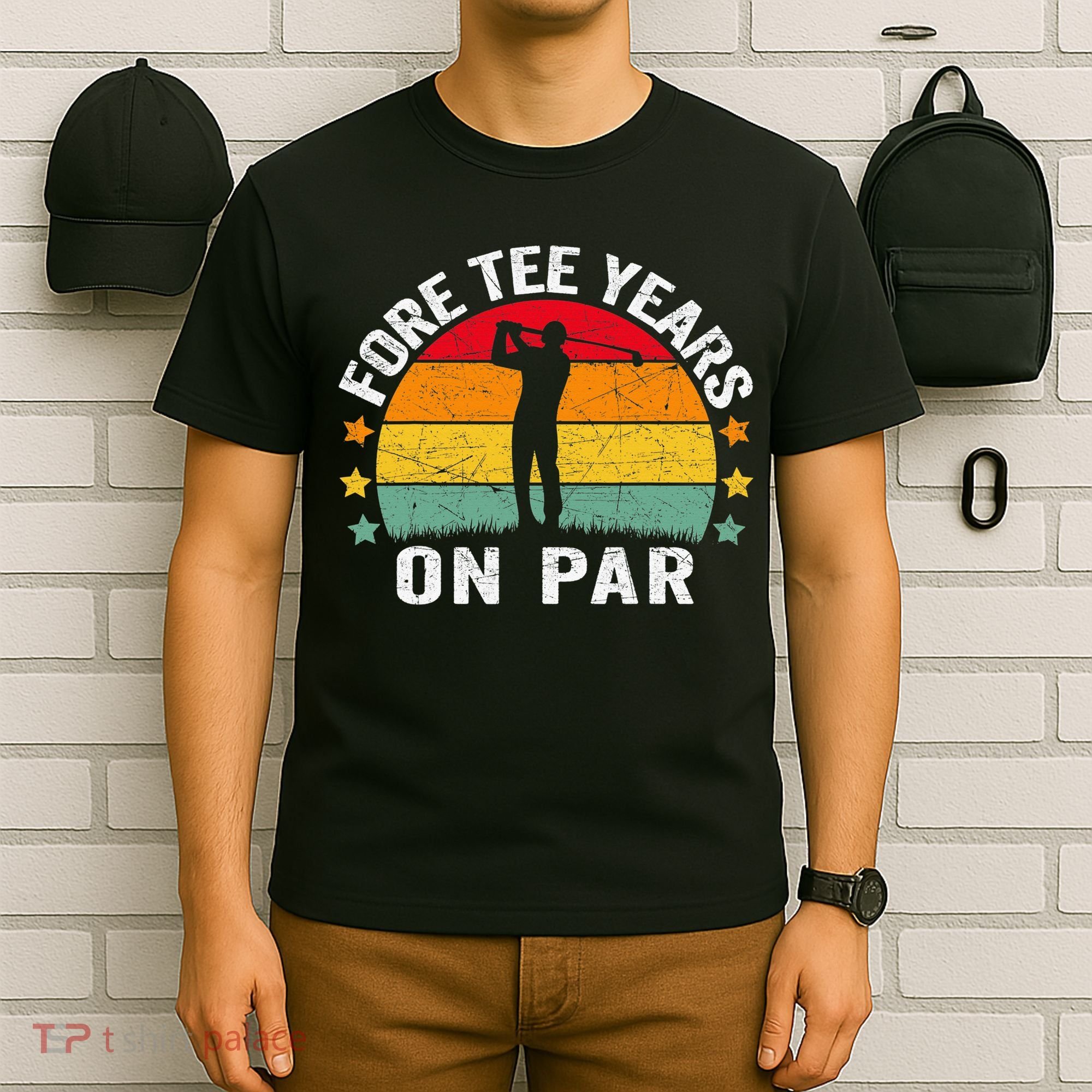 Golf 40th Birthday Pun Retro Vintage Look Who’S Fore Tee T-Shirt