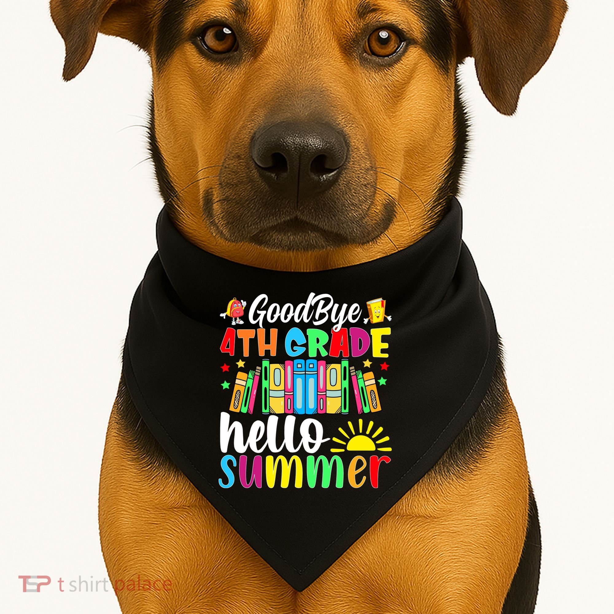 Goodbye 4th Grade Hello Summer Last Day Of School USA-Made Doggie Bandana