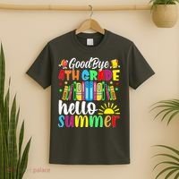 Goodbye 4th Grade Hello Summer Last Day Of School T-Shirt thumb 2