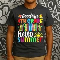 Goodbye 4th Grade Hello Summer Last Day Of School T-Shirt thumb 3