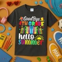 Goodbye 4th Grade Hello Summer Last Day Of School Kids T-Shirt thumb 3