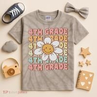Groovy 4th Grade Back To School First Day Of Fourth Grade Kids Tie-Dye T-Shirt thumb 2