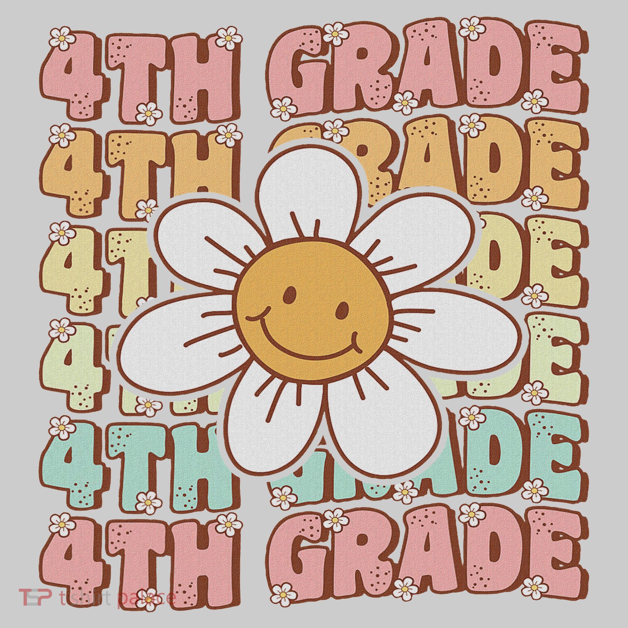 Groovy 4th Grade Back To School First Day Of Fourth Grade Kids Tie-Dye T-Shirt