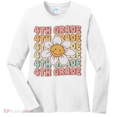 Groovy 4th Grade Back To School First Day Of Fourth Grade Women's Long Sleeve Shirt