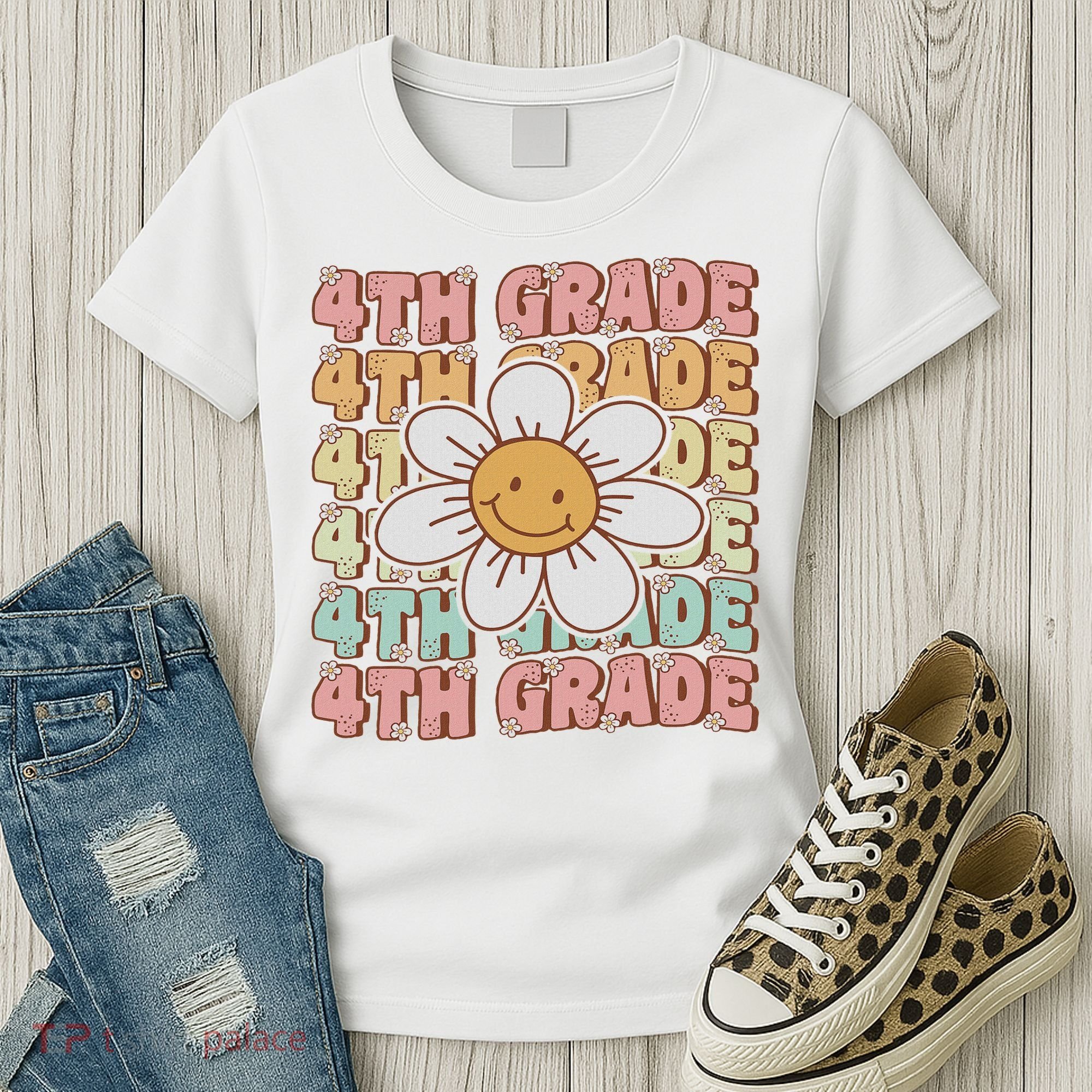 Groovy 4th Grade Back To School First Day Of Fourth Grade Women's T-Shirt