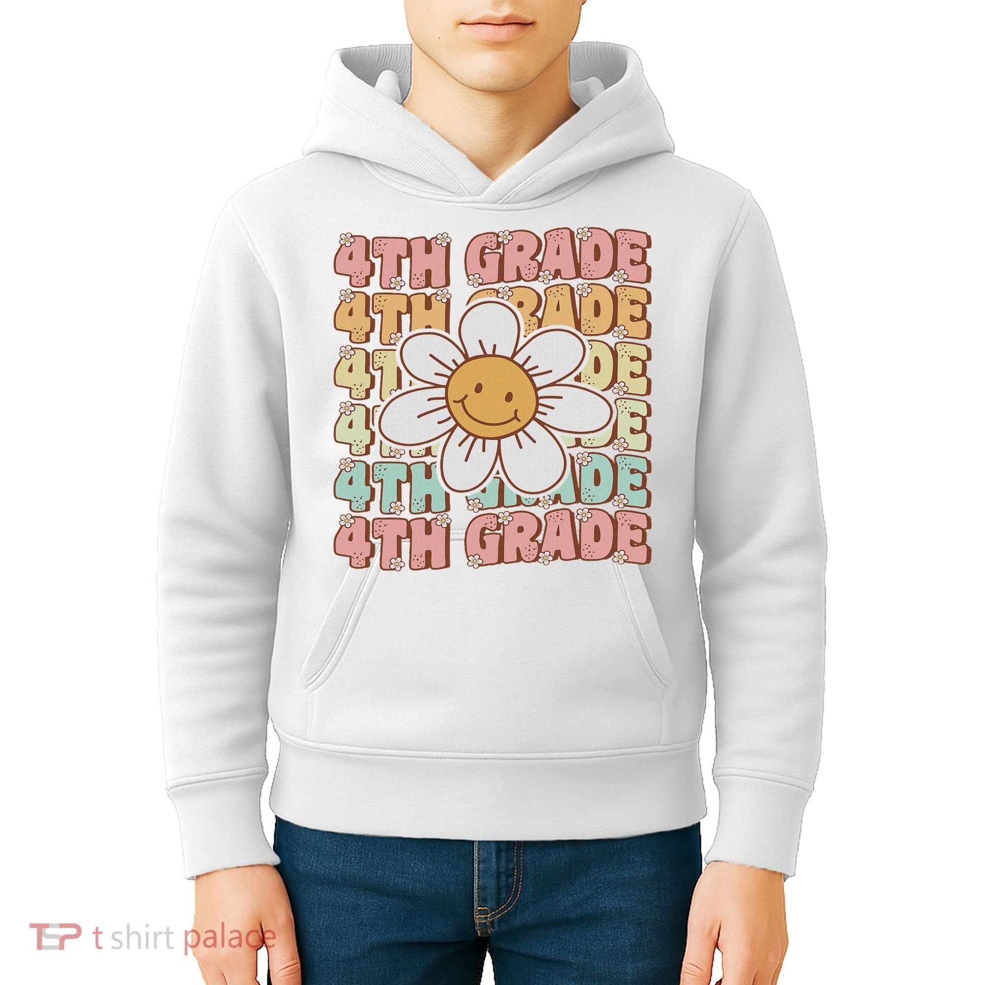 Groovy 4th Grade Back To School First Day Of Fourth Grade Kids Hoodie