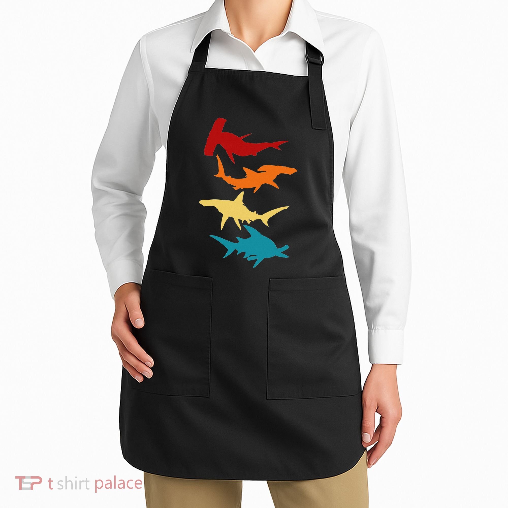 Great 4 Hammerhead Sharks Gift For Divers Apron