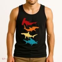 Great 4 Hammerhead Sharks Gift For Divers Tank Top thumb 3