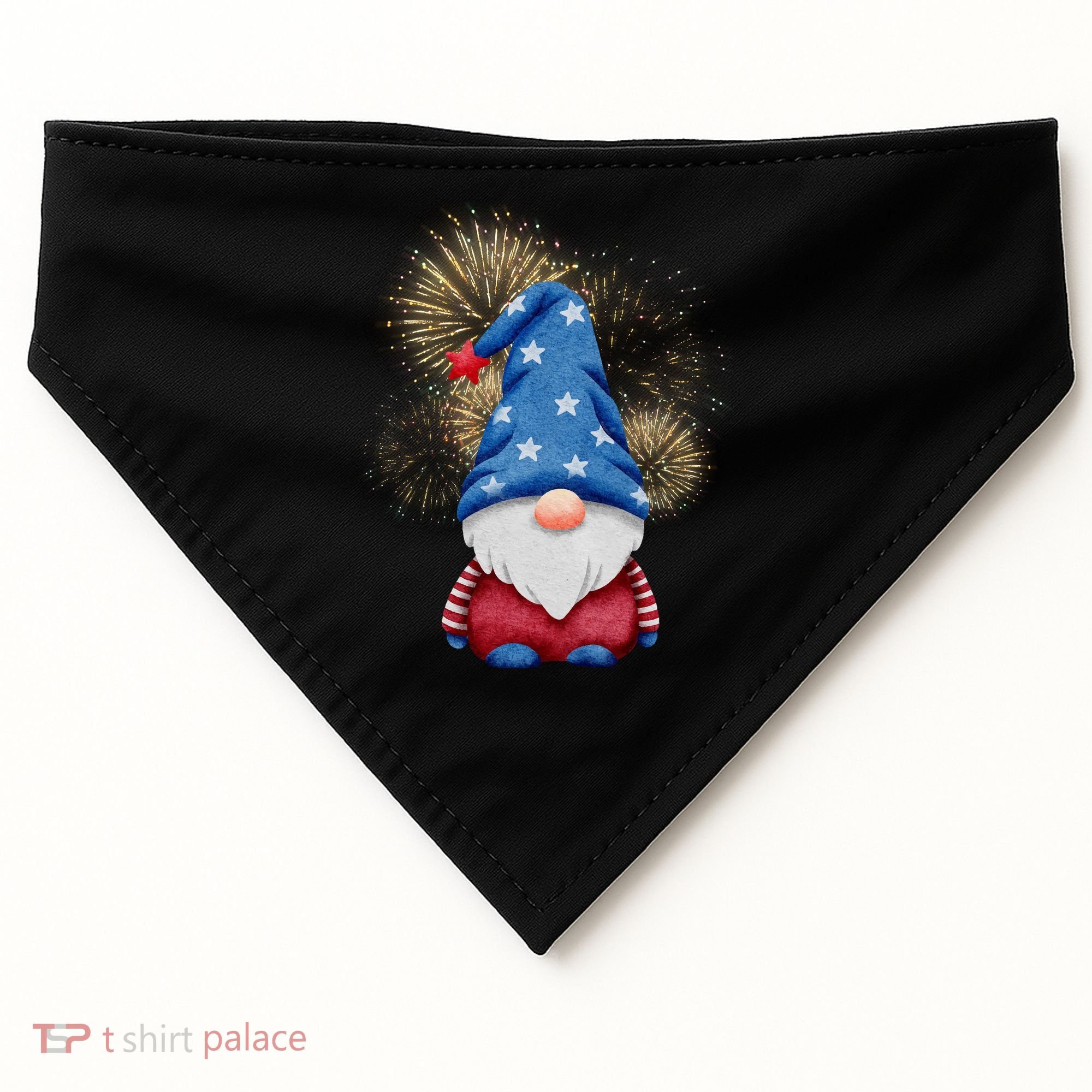 Gnome 4th Of July Firework USA-Made Doggie Bandana