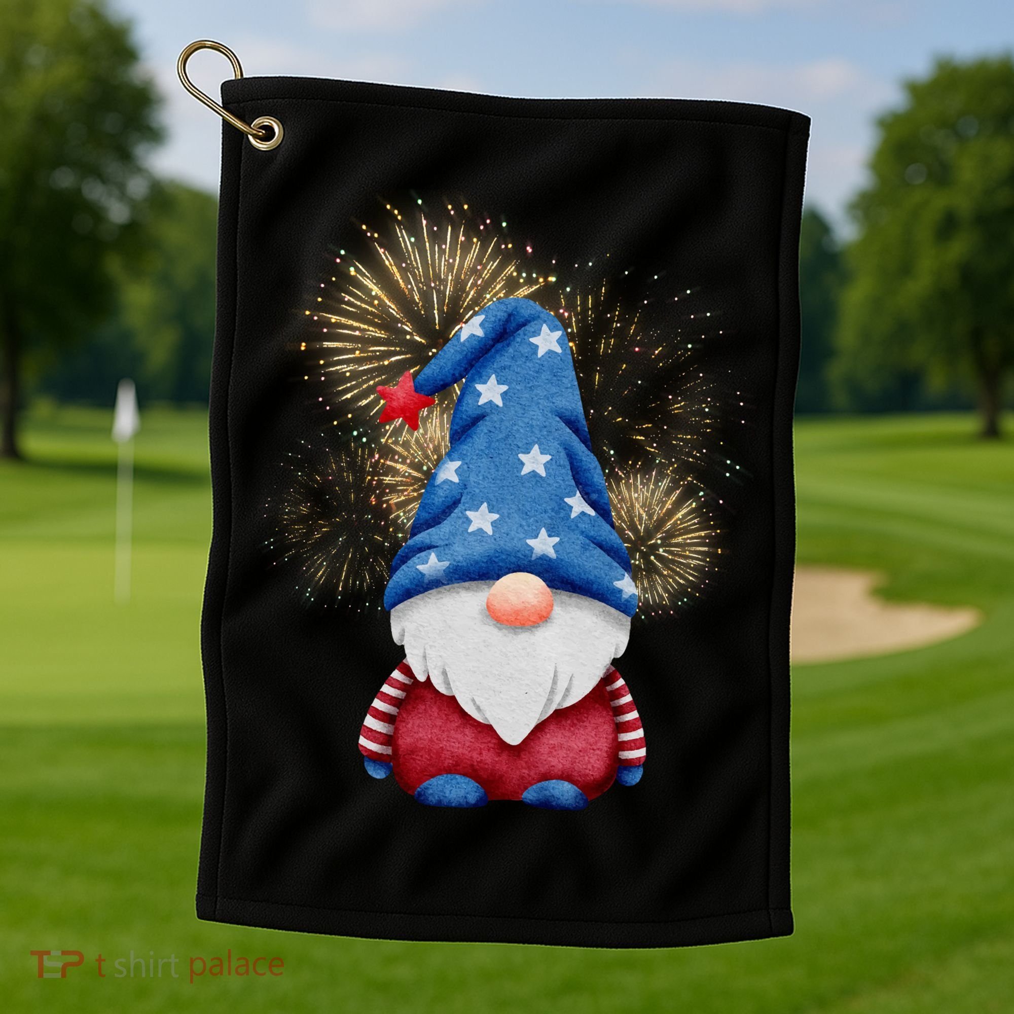 Gnome 4th Of July Firework Golf Towel