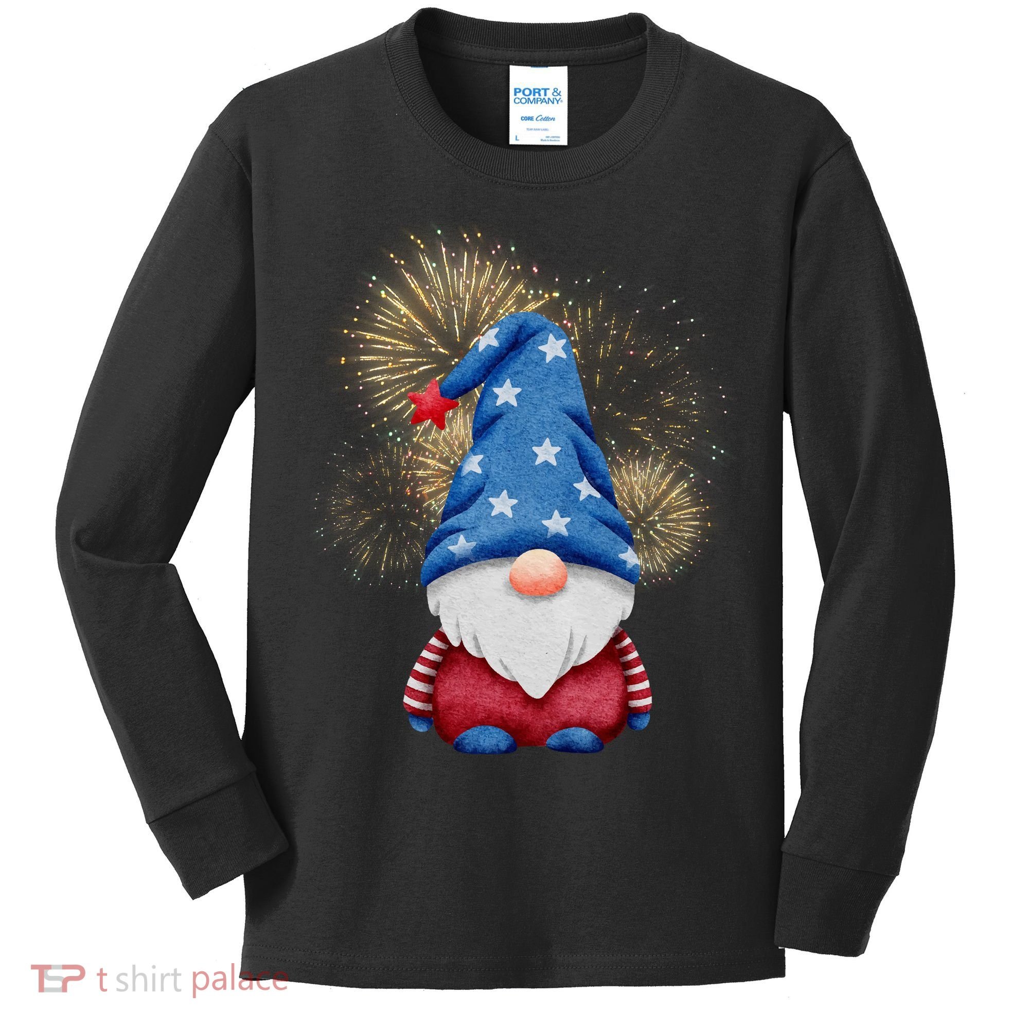 Gnome 4th Of July Firework Kids Long Sleeve Shirt