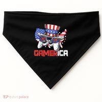 Gamer 4th Of July Boy Men Controller USA Flag USA-Made Doggie Bandana thumb 0