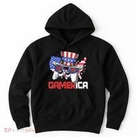 Gamer 4th Of July Boy Men Controller USA Flag Hoodie thumb 0