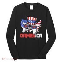 Gamer 4th Of July Boy Men Controller USA Flag Long Sleeve Shirt thumb 0