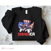 Gamer 4th Of July Boy Men Controller USA Flag Sweatshirt thumb 2