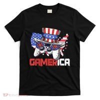 Gamer 4th Of July Boy Men Controller USA Flag T-Shirt thumb 0