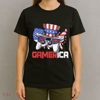 Gamer 4th Of July Boy Men Controller USA Flag T-Shirt thumb 4