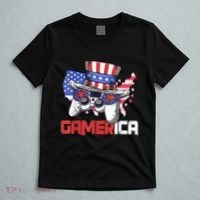 Gamer 4th Of July Boy Men Controller USA Flag T-Shirt thumb 5