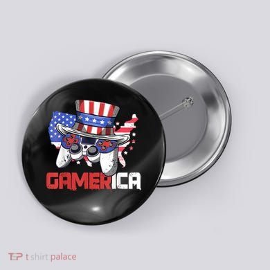 Gamer 4th Of July Boy Men Controller USA Flag Button