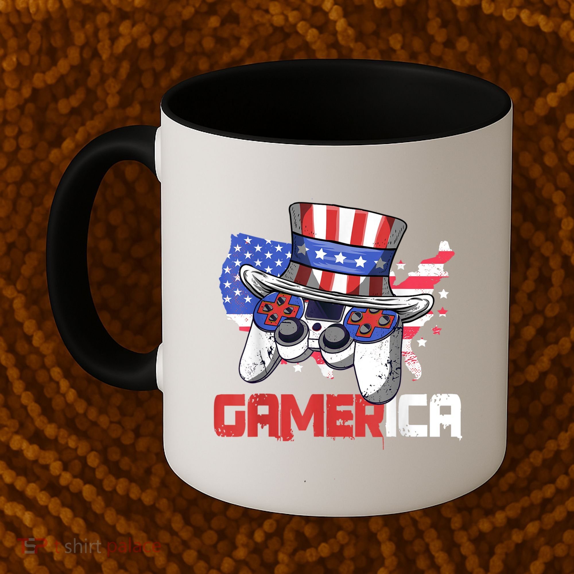Gamer 4th Of July Boy Men Controller USA Flag Coffee Mug