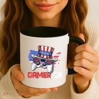 Gamer 4th Of July Boy Men Controller USA Flag Coffee Mug thumb 3