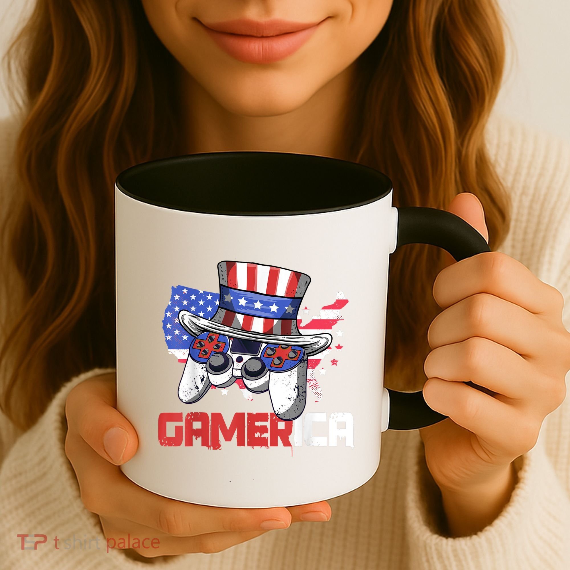 Gamer 4th Of July Boy Men Controller USA Flag Coffee Mug
