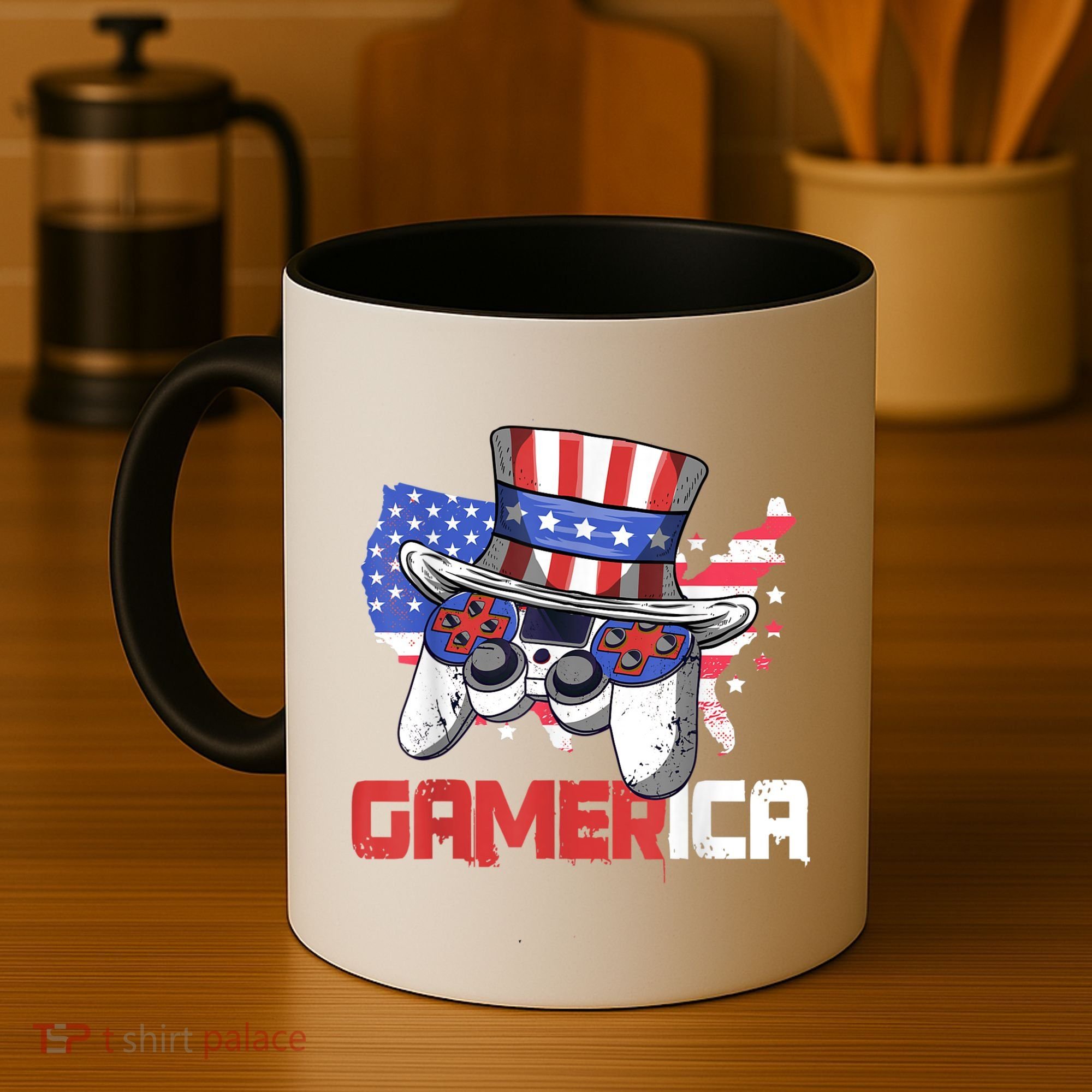 Gamer 4th Of July Boy Men Controller USA Flag Coffee Mug