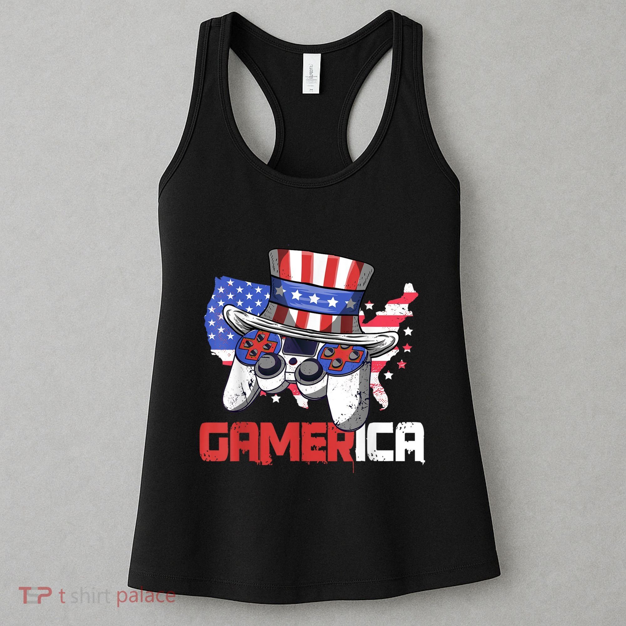 Gamer 4th Of July Boy Men Controller USA Flag Women's Tank Top