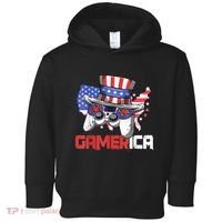 Gamer 4th Of July Boy Men Controller USA Flag Toddler Hoodie thumb 0
